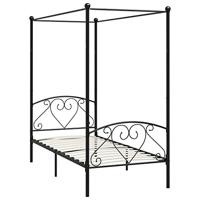 Hemelbedframe metaal zwart 90x200 cm - thumbnail