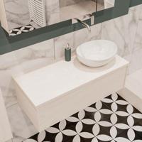 Mondiaz Lush Barco badmeubel underlayment 100 cm 1 lade mdf 1 waskom rechts zonder kraangat - thumbnail