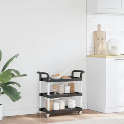 Trolley 3-laags 77x34x72 cm aluminium zwart Trolley 3-laags 77x34x72 cm aluminium zwart