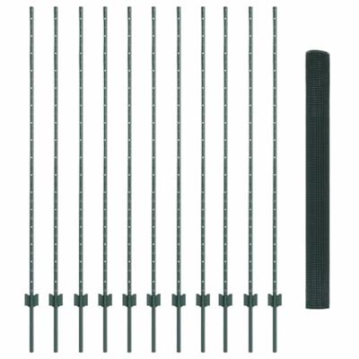 VidaXL Hek met paal groen 1,6 x 25 m staal en pvc