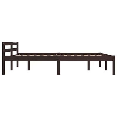 Bedframe massief grenenhout donkerbruin 180x200 cm