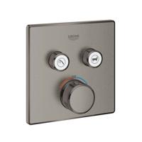 Inbouwkraan GROHE Grohtherm Smart Control Thermostaatkraan met 3-weg Omstelling Vierkant 3 Knop Hard Graphite Geborsteld - thumbnail