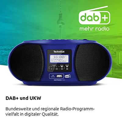 TechniSat DIGITRADIO 1990 Radio/CD-speler DAB+, VHF (FM) AUX, Bluetooth, CD, USB Acculaadfunctie, Wekfunctie Blauw TechniSat DIGITRADIO 1990 Radio/CD-speler DAB+, VHF (FM) AUX, Bluetooth, CD, USB Acculaadfunctie, Wekfunctie Blauw