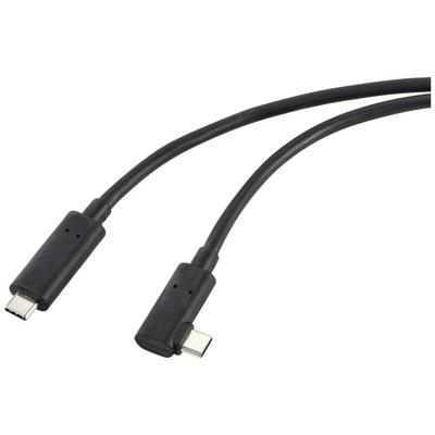 Renkforce Glasvezel USB-C-kabel USB 3.2 Gen2 USB-C stekker Haaks, één zijde 10.00 m Zwart RF-5625884