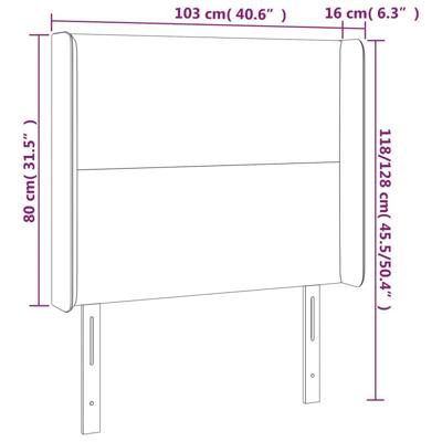 Hoofdbord met randen 103x16x118/128 cm stof lichtgrijs - thumbnail
