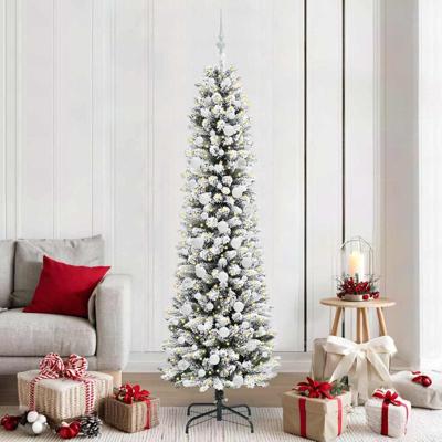 Kunstkerstboom met 300 LED Wit 210 cm PVC en Metaal en Plastic