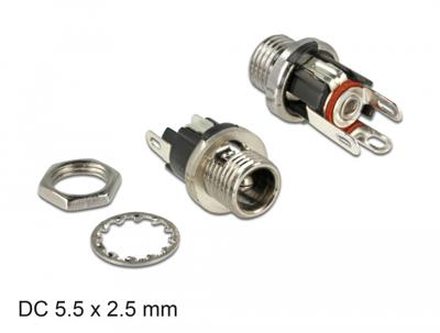 Delock 89911 Laagspannings-connector Bus, inbouw 5.5 mm 2.5 mm 1 stuk(s)