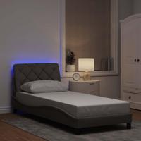 Bedframe met LED zonder matras 90x200 cm stof taupe - thumbnail