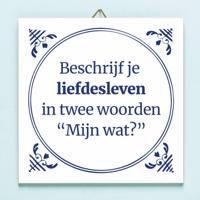 Tegeltje Beschrijf je liefdesleven in twee woorden - thumbnail