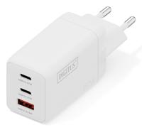 DIGITUS USB-oplader GaN II – 2x USB-C en type A – 3 poorten – tot 67 W – snellader – geschikt voor laptop, mobiele telefoon, tablet, smartwatch, koptelefoon, powerbank – wit - thumbnail