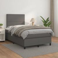 Boxspring met matras kunstleer grijs 120x200 cm - thumbnail