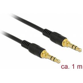 Delock 85547 Jackplug Audio Verbindingskabel [1x Jackplug male 3,5 mm - 1x Jackplug male 3,5 mm] 1 m Zwart