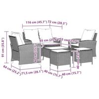 6-delige Loungeset met kussens poly rattan beige - thumbnail