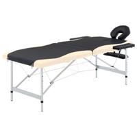 VidaXL Massagetafel inklapbaar 2 zones aluminium zwart en beige - thumbnail