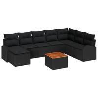 Tuinbankenset met opslag 9 pcs Zwart poly rattan - thumbnail