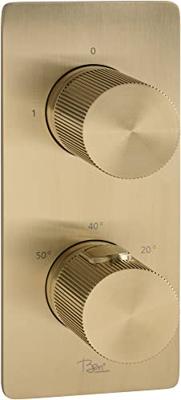 Ben Engraved Line Slim inbouw regendoucheset Ø25cm met muuraansluiting geborsteld messing pvd-coating