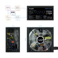 Voedingsbron TooQ XGEII LED 700W Zwart Blauw 700 W ATX RoHS 80 Plus Bronze - thumbnail