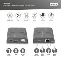 Digitus DS-55530 1 poort HDMI Extender set Zwart - thumbnail