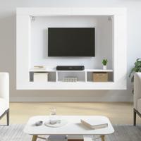 Tv-meubel 152x22x113 cm bewerkt hout wit - thumbnail