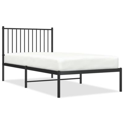Bedframe met hoofdbord metaal zwart 90x190 cm