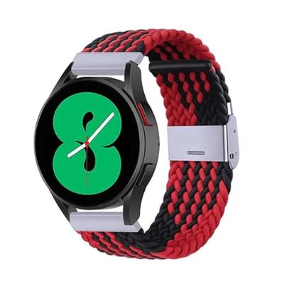 By Qubix - Braided nylon bandje - Rood/zwart - Compatible met Garmin Vivoactive 6 / Vivoactive 5 / Vivoactive 3 - Compatible Garmin bandje - Bandbreedte: 20mm