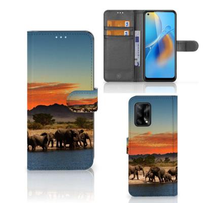 OPPO A74 4G | Telefoonhoesje | Met pasjeshouder | Olifanten