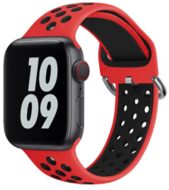 Siliconen sportband met gesp - Rood + Zwart - Geschikt voor Apple Watch 44mm / 45mm / 46mm / 49mm - thumbnail