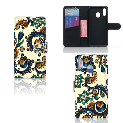 Wallet Case Samsung Galaxy M20 Barok Flower Wallet Case Samsung Galaxy M20 Barok Flower