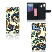 Wallet Case Samsung Galaxy M20 Barok Flower - thumbnail