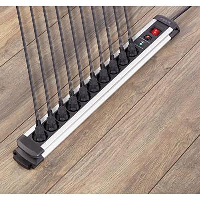 Sygonix SY-4755616 Overspanningsveilige stekkerdoos 10-voudig Zilver, Zwart Randaarde stekker 1 stuk(s)