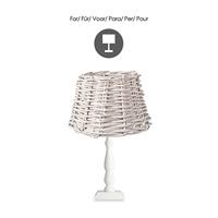 Lampenkap rond schuin | taps | rotan | rieten lampenkap voor tafellamp | lampenkap met E27 fitting | Ø20cm H13cm | wit - thumbnail