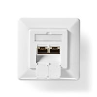 Nedis Netwerk Wanddoos | Inbouw | 2 poort(en) | CAT6 | Recht | Female | Goud Verguld | PVC | Wit | Doos - CCGB89200IV - thumbnail