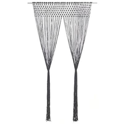 VidaXL Gordijn macramé 140x240 cm katoen antraciet VidaXL Gordijn macramé 140x240 cm katoen antraciet