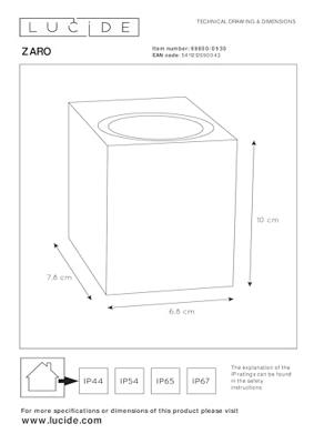 Lucide ZARO - Wandspot / Wandlamp Binnen/Buiten - 1xGU10 - IP44 - Zwart