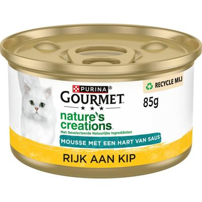Gourmet Nature&apos;s Creations Mousse met een Hart van Saus Rijk aan Kip natvoer kat 85 gram