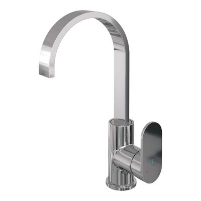 Wastafelmengkraan Brauer Chrome Edition Coldstart Opbouw Hoog Plat Gebogen Platte Hendel Chroom Wastafelmengkraan Brauer Chrome Edition Coldstart Opbouw Hoog Plat Gebogen Platte Hendel Chroom