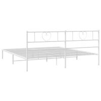 Bedframe met hoofdbord metaal wit 183x213 cm - thumbnail