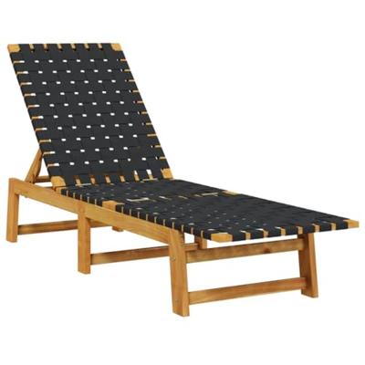 Ligbedden 2 st met tafel massief acaciahout zwart
