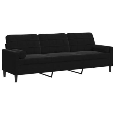 3-zitsbank met sierkussens 210 cm fluweel zwart - thumbnail