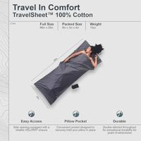 Cocoon Travel Sheet 100% Cotton Lakenzak Elephant Grey - thumbnail