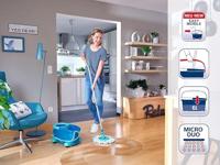 Leifheit 52102 clean twist disc mop compleet systeem met wieltjes blauw - thumbnail