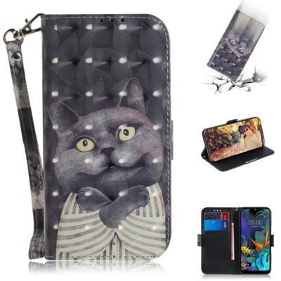 3D schilderij Embrace kat patroon gekleurde tekening horizontale Flip lederen case voor LG K50 met houder & kaartsleuven & portemonnee