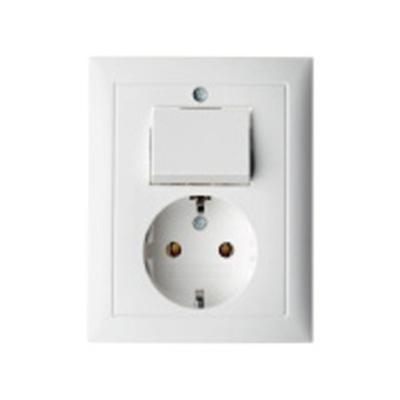 Berker S1 combinatie wisselschakelaar/wandcontactdoos met randaarde 1-voudig polarwit glanzend
