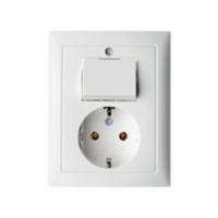 Berker S1 combinatie wisselschakelaar/wandcontactdoos met randaarde 1-voudig polarwit glanzend - thumbnail