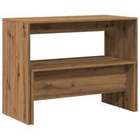 3-delige Eettafel en bankenset bewerkt hout artisanaal eiken - thumbnail