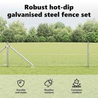 VidaXL Afrasteringspaal zilver 25 x 0,6 m (25 x 25 mm gaas) staal - thumbnail