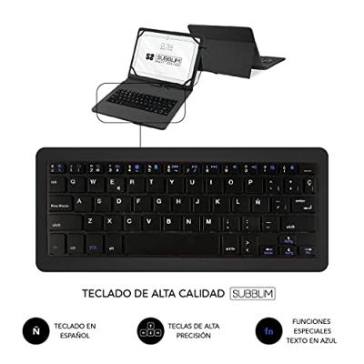 SUBBLIM KeyTab Pro USB-beschermhoes met toetsenbord, tablet, 10,1 inch, micro-USB-adapter, type C-klep