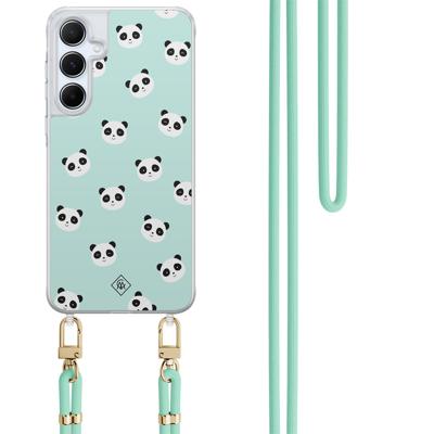 Samsung Galaxy A55 hoesje met mint koord - Panda print Samsung Galaxy A55 hoesje met mint koord - Panda print