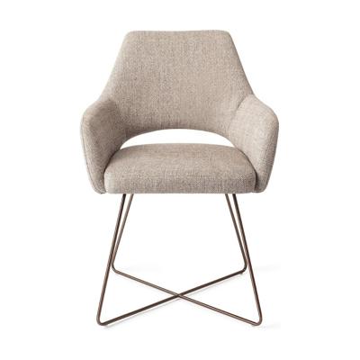 Jesper Home Eetkamerstoel 'Yanai' Cross Rose Gold, kleur Biscuit Beach