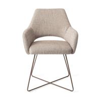 Jesper Home Eetkamerstoel 'Yanai' Cross Rose Gold, kleur Biscuit Beach - thumbnail